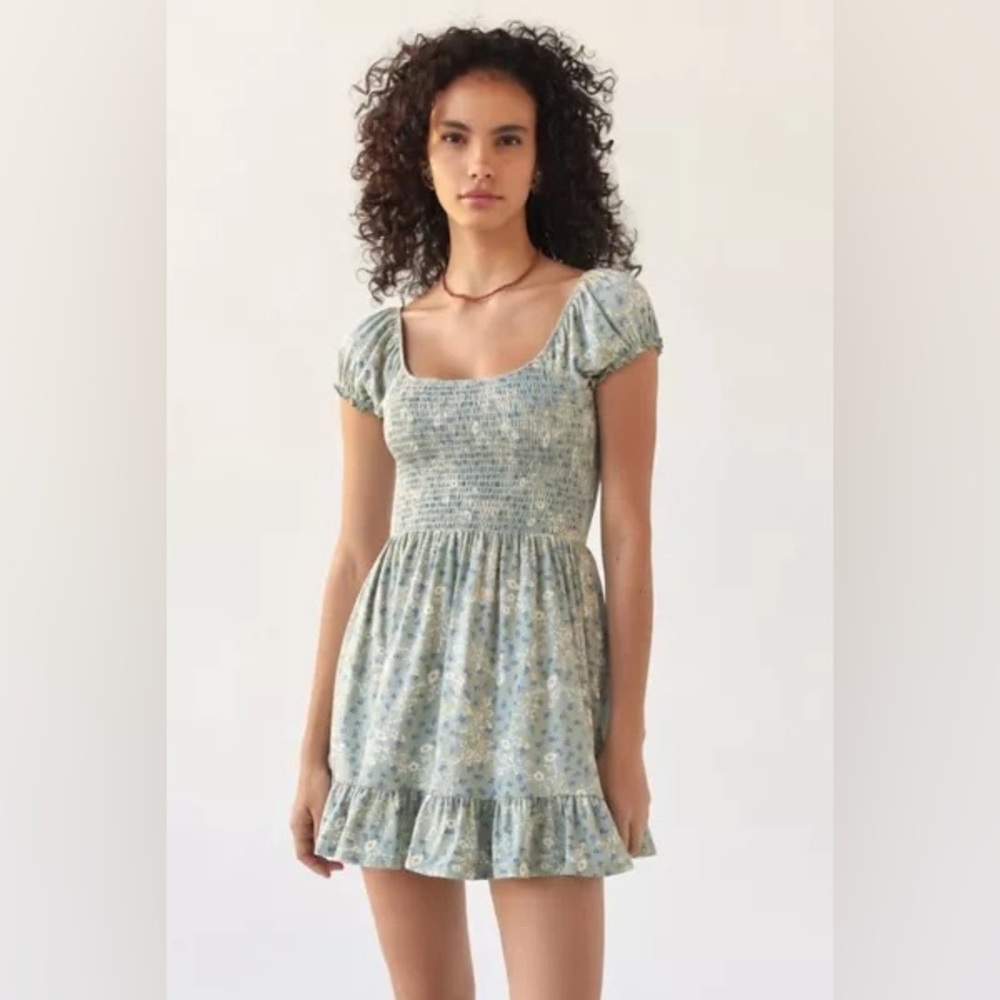 Urban Outfitters Tessie green floral smock dress